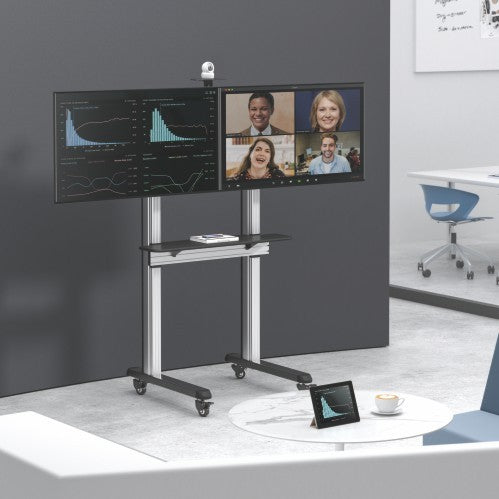 Dual Monitor TV Floor Stand for Video Conference