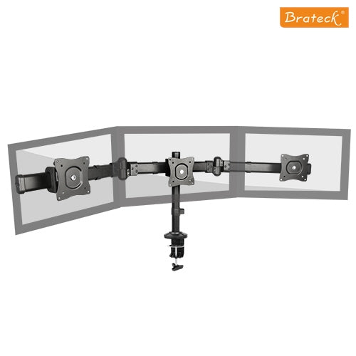 Brateck Triple Monitor Arm Mounts with Desk Clamp VESA 75/100mm Up to 27'