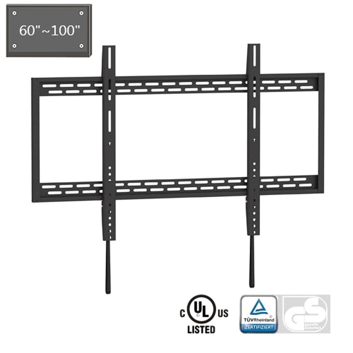 Brateck X-Large Heavy-Duty Fixed Curved & Flat Panel Plasma/LCD TV Wall Mount Bracket for 60'- 100' TVs