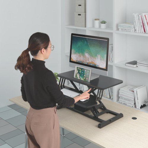 Brateck Electric Adjustable Sit Stand Desk Converter with Keyboard Tray: Enhancing Productivity and Comfort