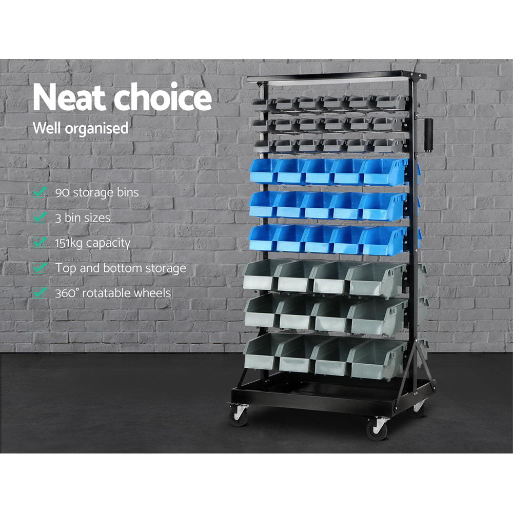 Streamline Your Storage with the Giantz 90 Storage Bin Rack on Wheels