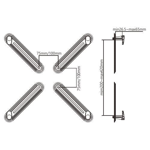 Brateck Four-Arm Adapter Kit For Non-Vesa Monitor