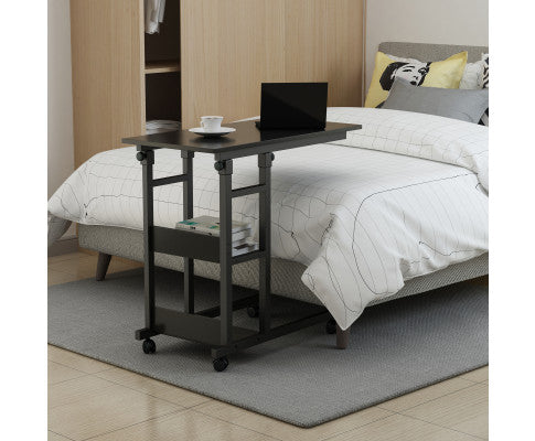 YES4HOMES Side Table with Storage Shelves Height Adjustable Table with Wheels