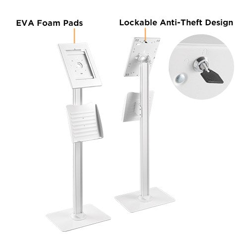 Brateck Anti-theft Tablet Kiosk Floor Stand with Catalogue Holder