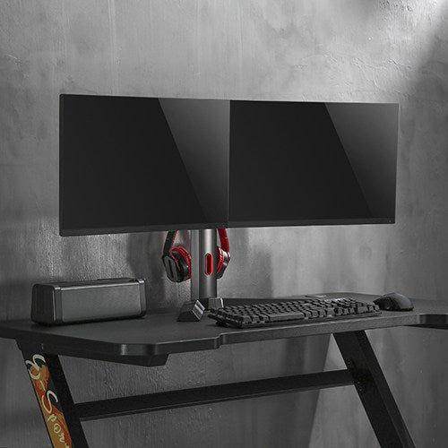 Brateck Dual Screen Classic Pro Gaming Monitor Stand for Most 17' to 27' Monitor, Up to 7kg/Screen-Black Color