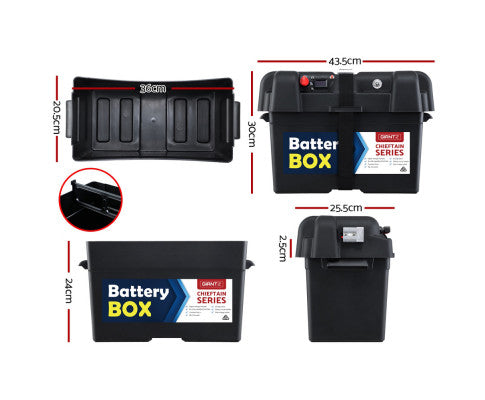GIANTZ Deep Cycle Battery Box 12V for Camping Portable - 39 x 20.5 x 24cm