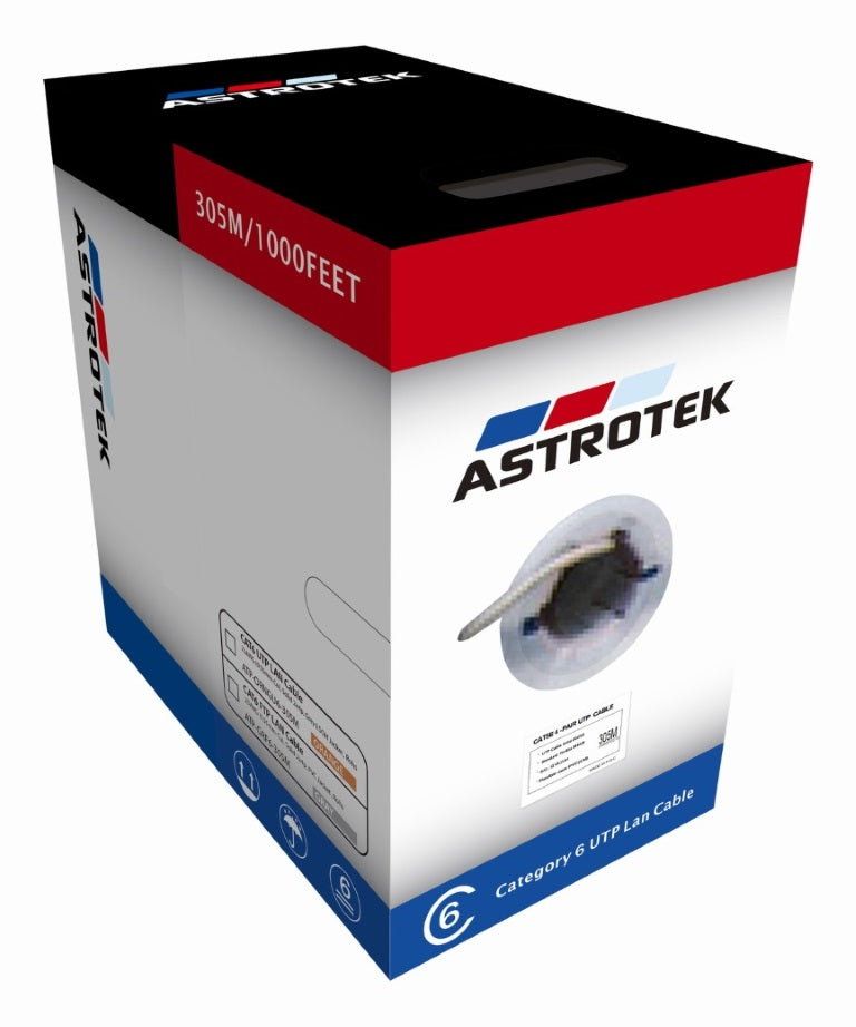 Astrotek CAT6 FTP Cable 305m Roll - Grey White Full 0.55mm Copper Solid Wire Ethernet LAN Network PVC Jacket
