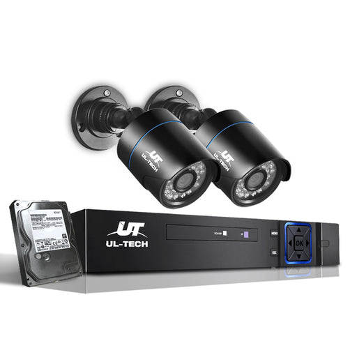 UL-Tech CCTV Security System 2TB 4CH DVR 1080P with 2 Camera Set