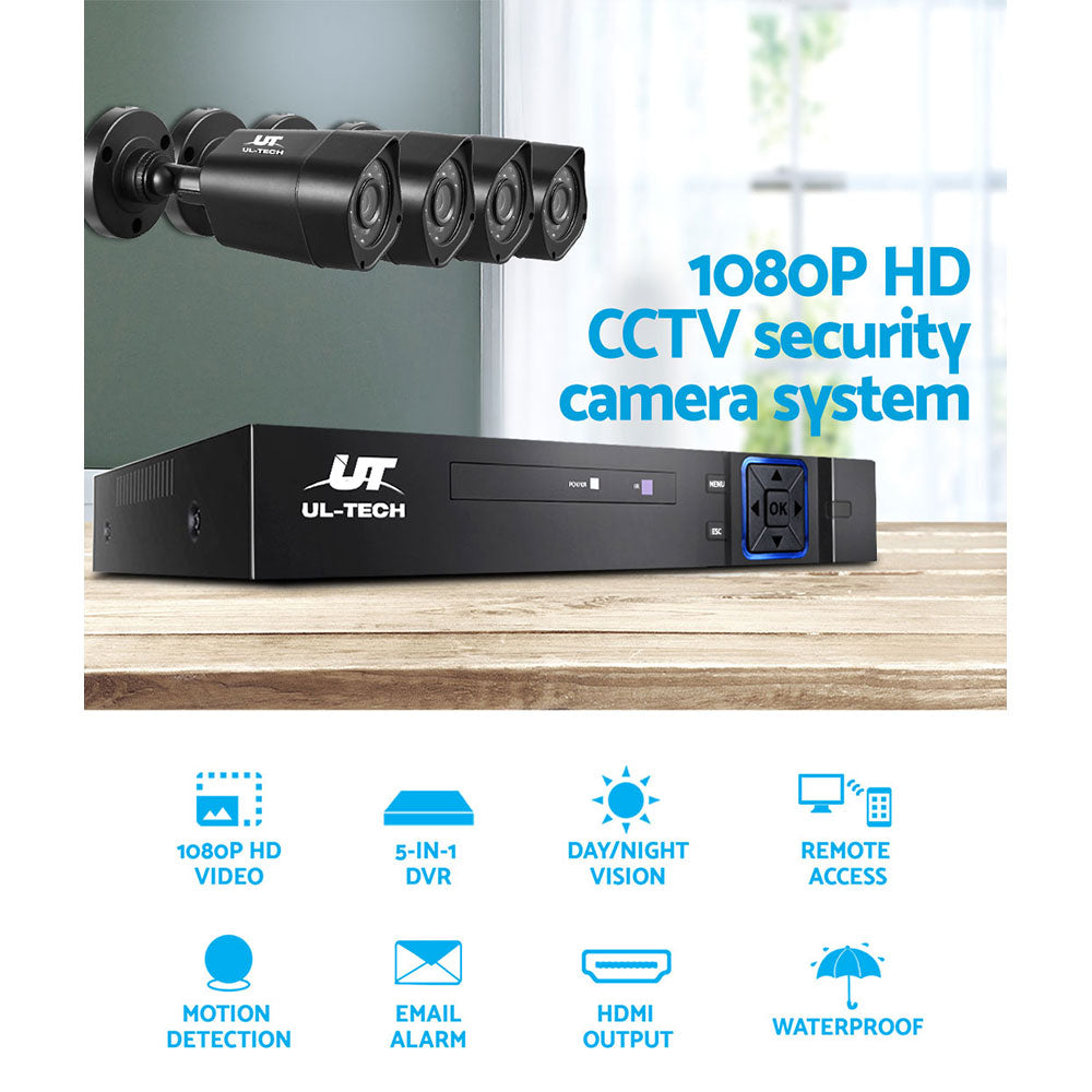 UL-TECH 8 Channel 5-in-1 DVR CCTV Video Recorder 4 HDMI Cameras
