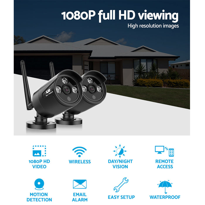 UL-tech Wireless Outdoor CCTV System 2 Camera Set Long Range
