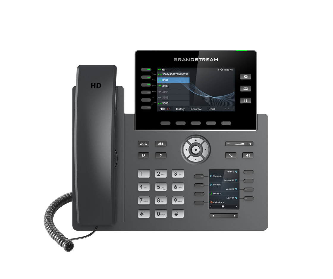 Grandstream GRP2616 6 Line IP Phone, 6 SIP Accounts, Colour Screen, Integrated Bluetooth+WiFi, Powerable Via POE