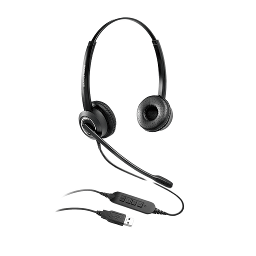 Grandstream GUV3000 Dual Ear USB Headset, Noise Canceling Microphone For Teams Zoom 3CX