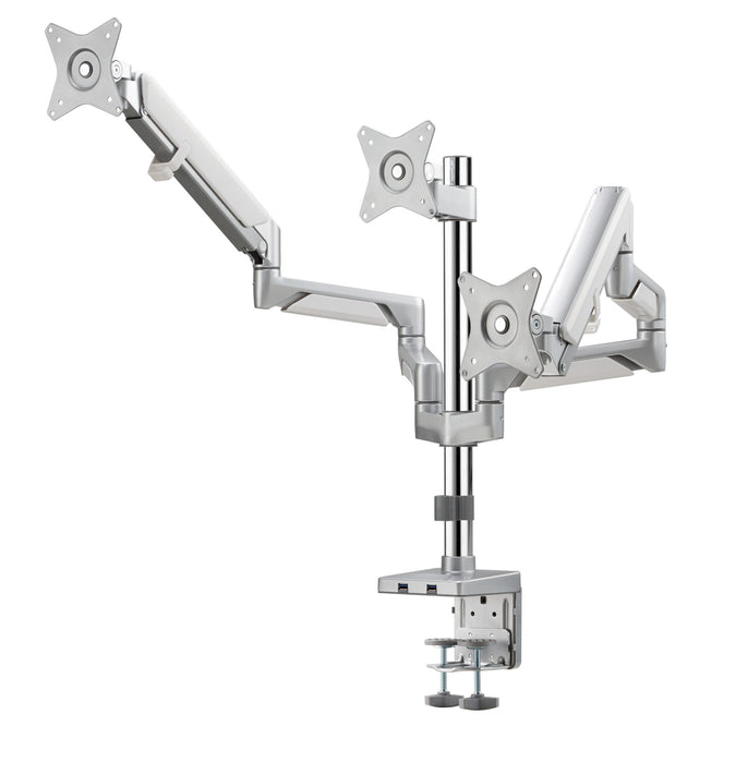 Brateck Triple Pole-Mounted Monitor Arm with USB For 17'-27' Screen