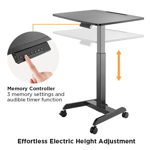 Brateck Electric Height Adjustable Workstation with casters - Black