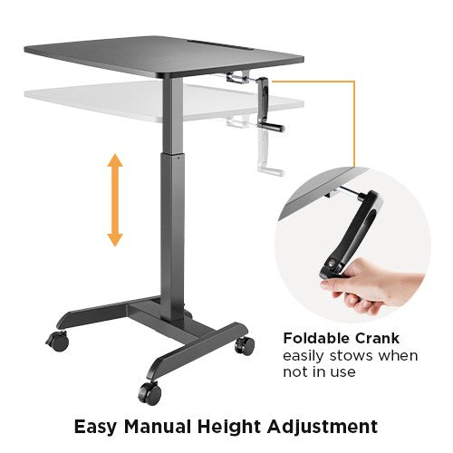 Brateck Manual Height Adjustable Workstation with Casters Wheels  - Black