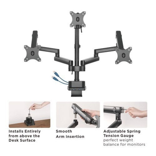Brateck Triple Mechanical Spring Monitor Arm