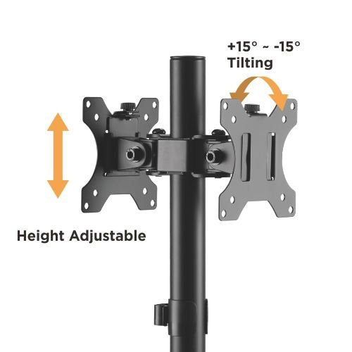 Brateck Articulating Pole Mount Dual Stand For 17”-32” Monitors 8kg per screen