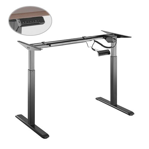 Brateck 2-Stage Single Motor Electric Sit-Stand Desk Frame with button Control Panel-Black Colour (FRAME ONLY)