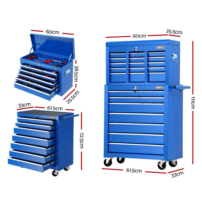 Giantz Tool Chest Trolley Box Cabinet with 16 Drawers Blue