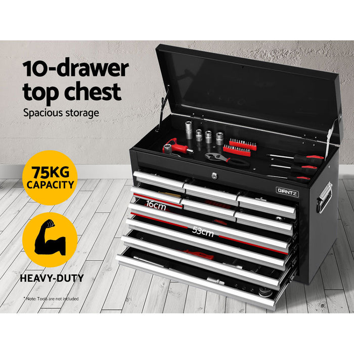 Giantz 17 Drawers Tool Box Trolley Chest Cabinet Black and Grey
