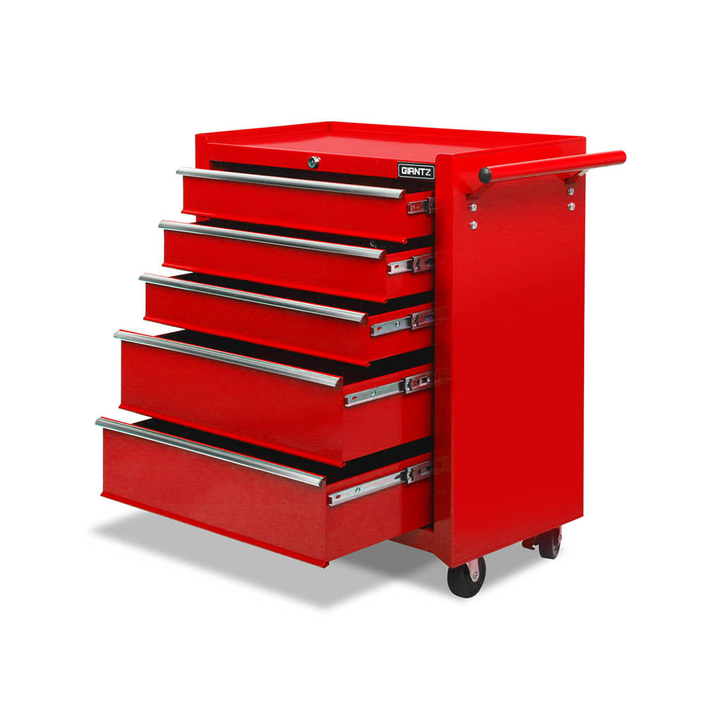 Giantz 5 Drawer Mechanic Tool Box With Drawers Trolley - Red