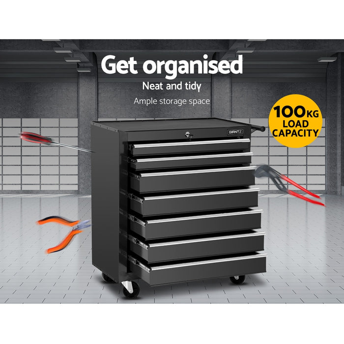 Giantz Tool Chest Cabinet with 7 Drawers Cart Black