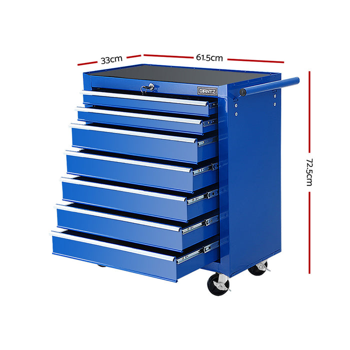 Giantz Tool Chest Trolley Box Cabinet 7 Drawers Blue