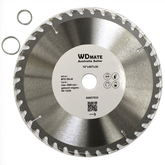 2x 250mm 40T Wood Cutting Circular Saw Blade Disc 10" TCT Wheel Timber ATB Sharp