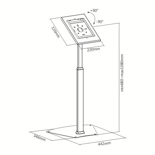 Brateck Anti-theft Height Adjustable Tablet Kiosk Stand Ipad Samsung Galaxy TAB A