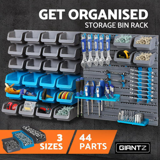 Giantz 44 Bin Wall Mounted Storage Organiser Garage Tool Hanging Racks