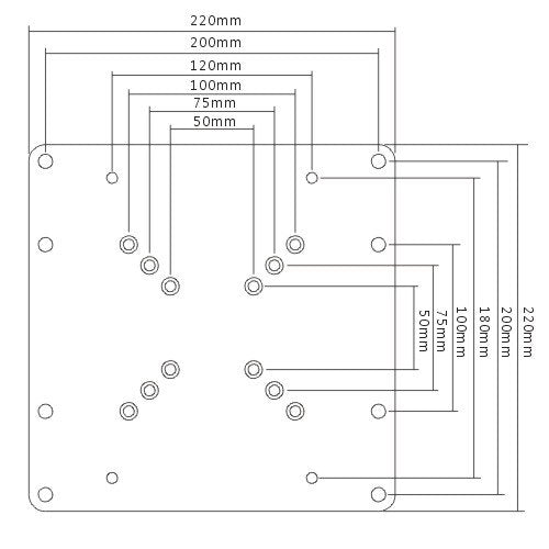 Brateck TV Wall Mount Adapter 200X200 VESA EXTENSION PLATE