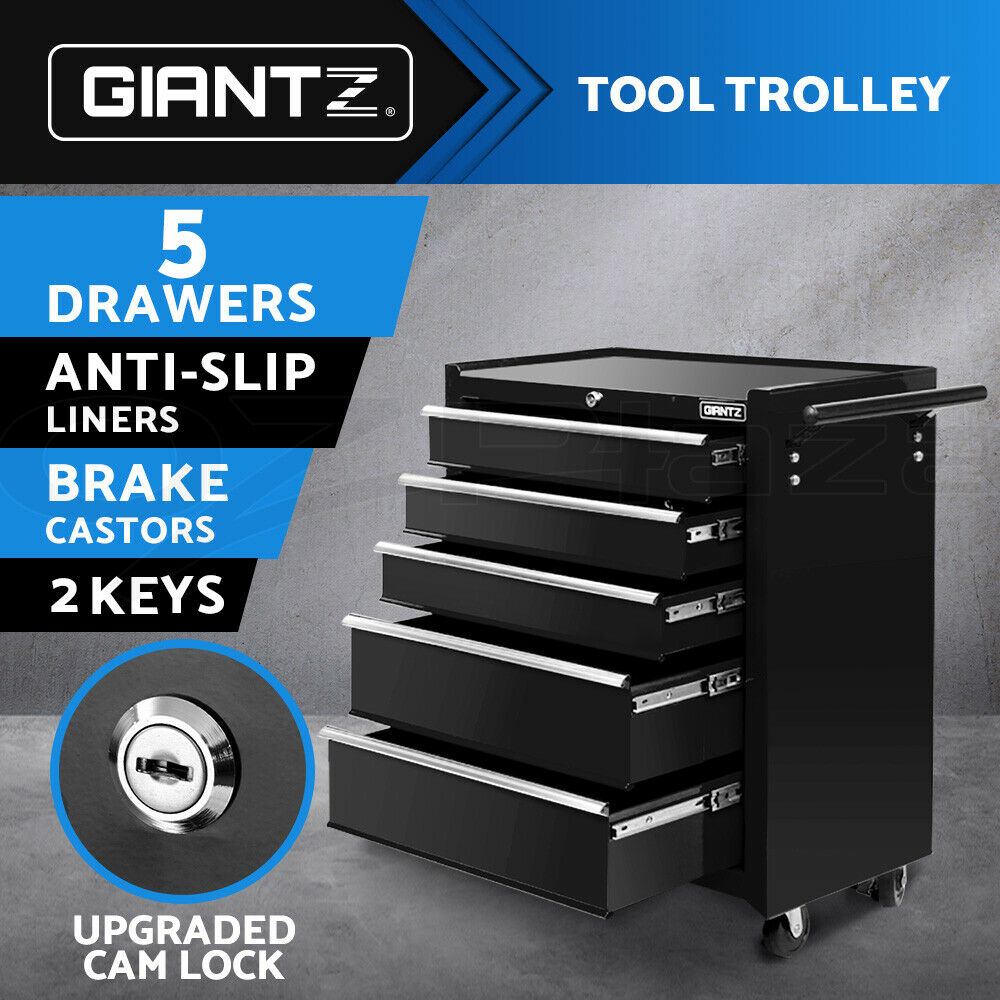 Giantz 5 Drawer Mechanic Trolley Tool Box - Black